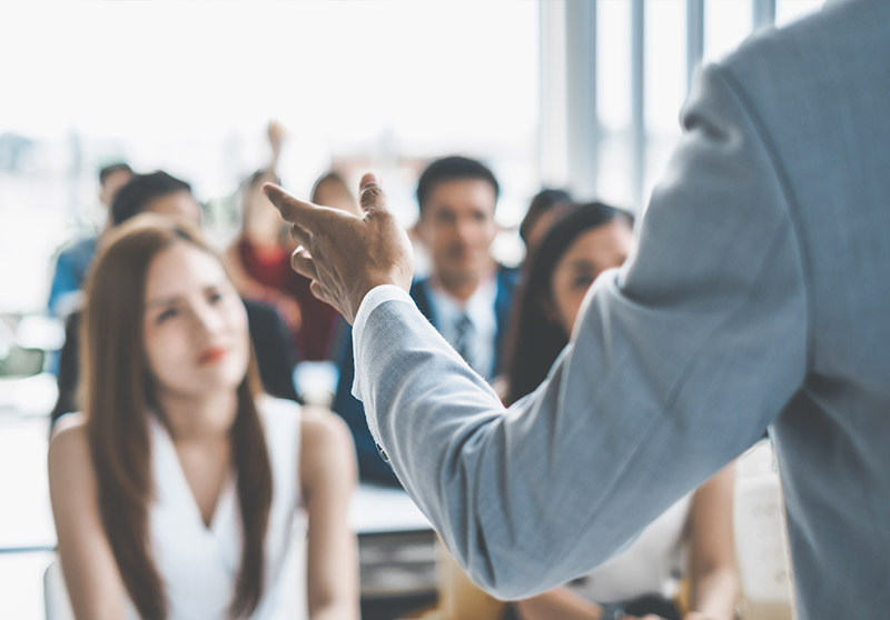 business people in a workshop